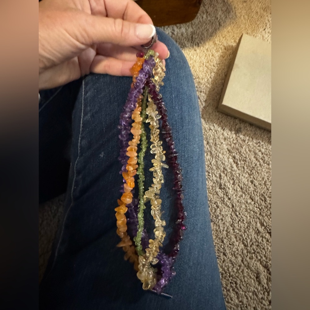 Multicolor Gemstone Chip Bracelet - image 1